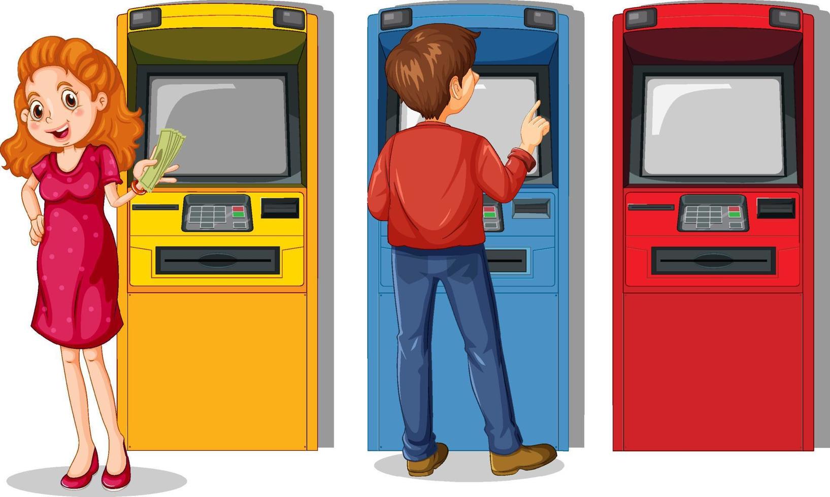 ATM machine with people cartoon character vector