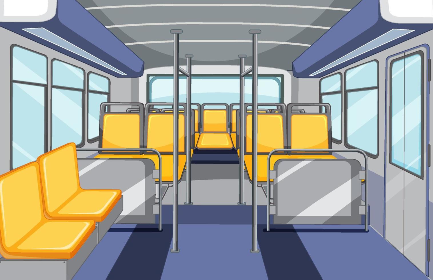 interior del autobús con asientos amarillos vacíos vector