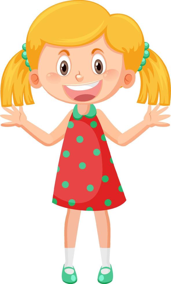 Cheerful girl with greeting gesture vector