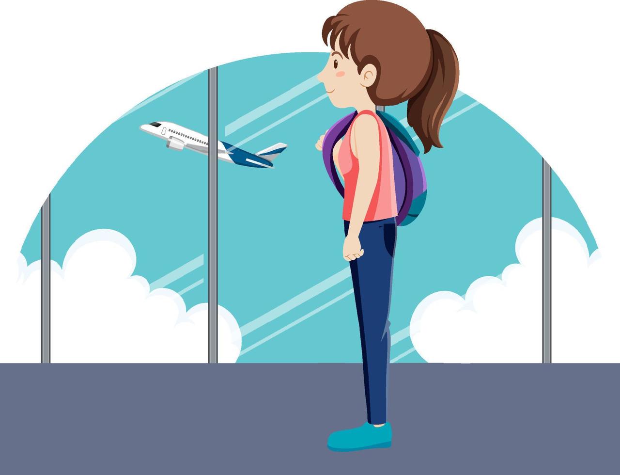 Simple character of tourist woman vector