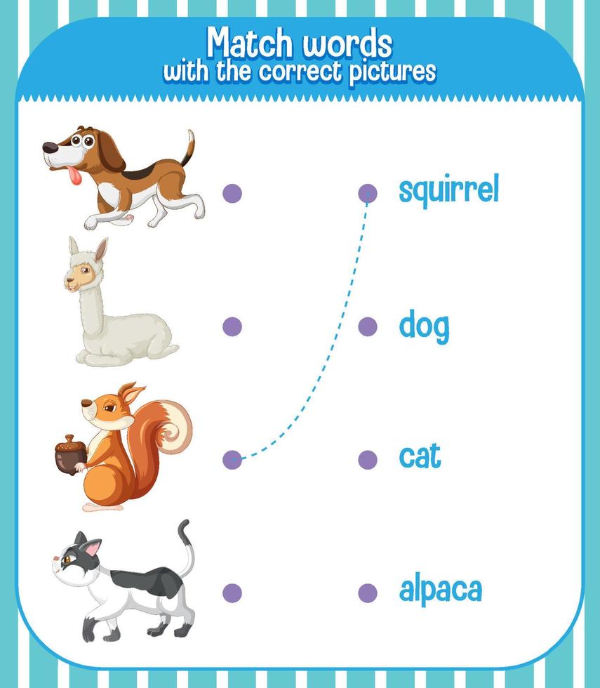 Worksheet design for matching words vector