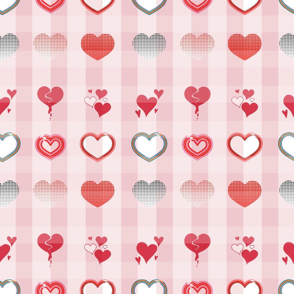 Seamless different heart pattern vector