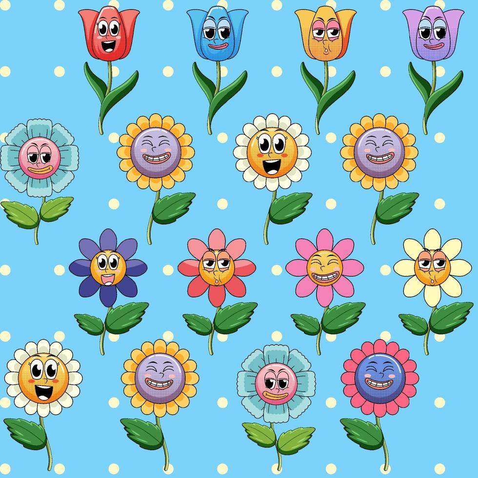 Seamless pattern cartoon on blue background vector