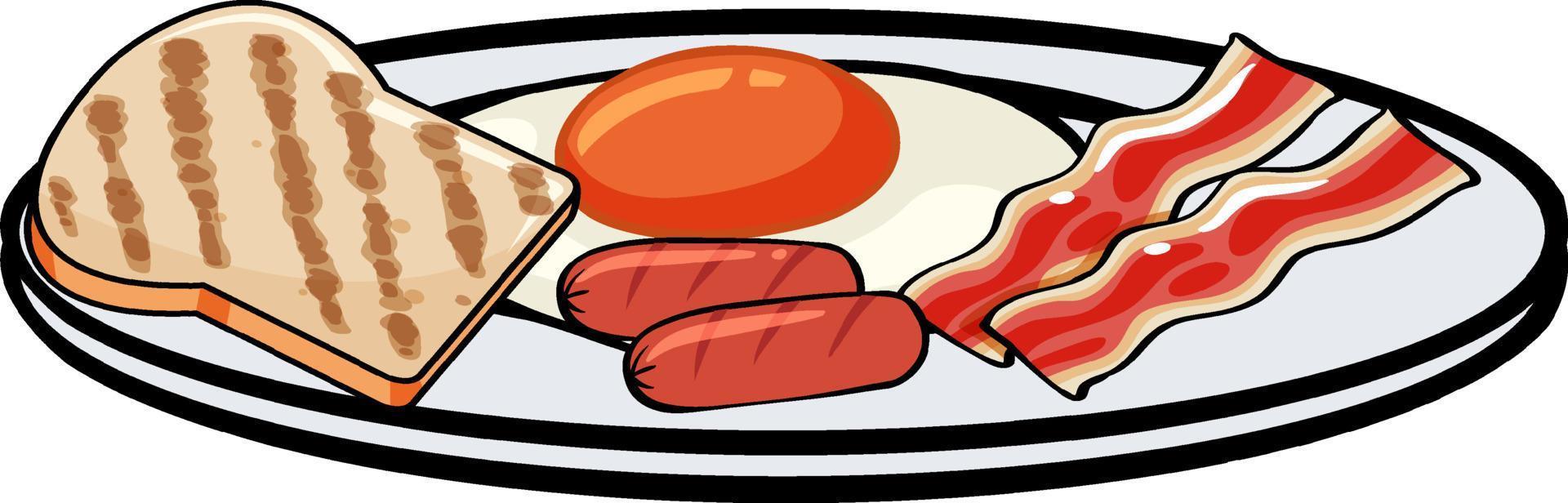 Egg and toast on the plate vector