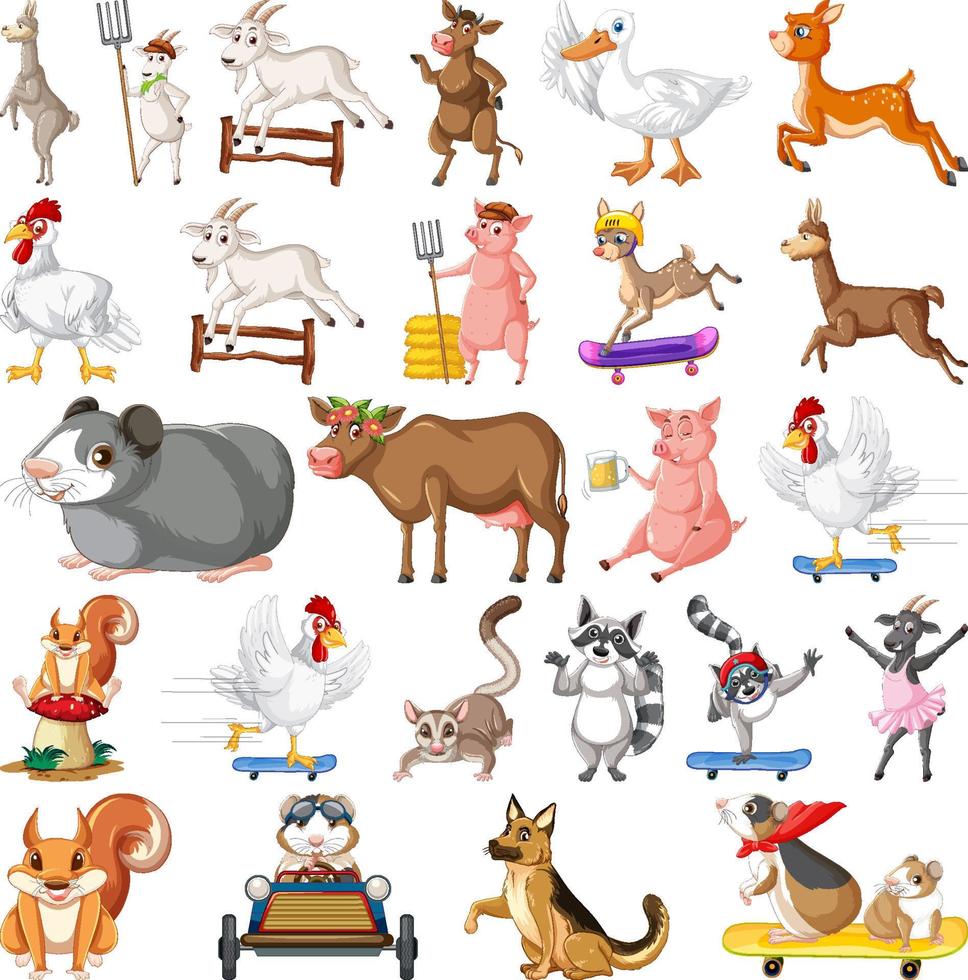 Set of different kids of animals vector