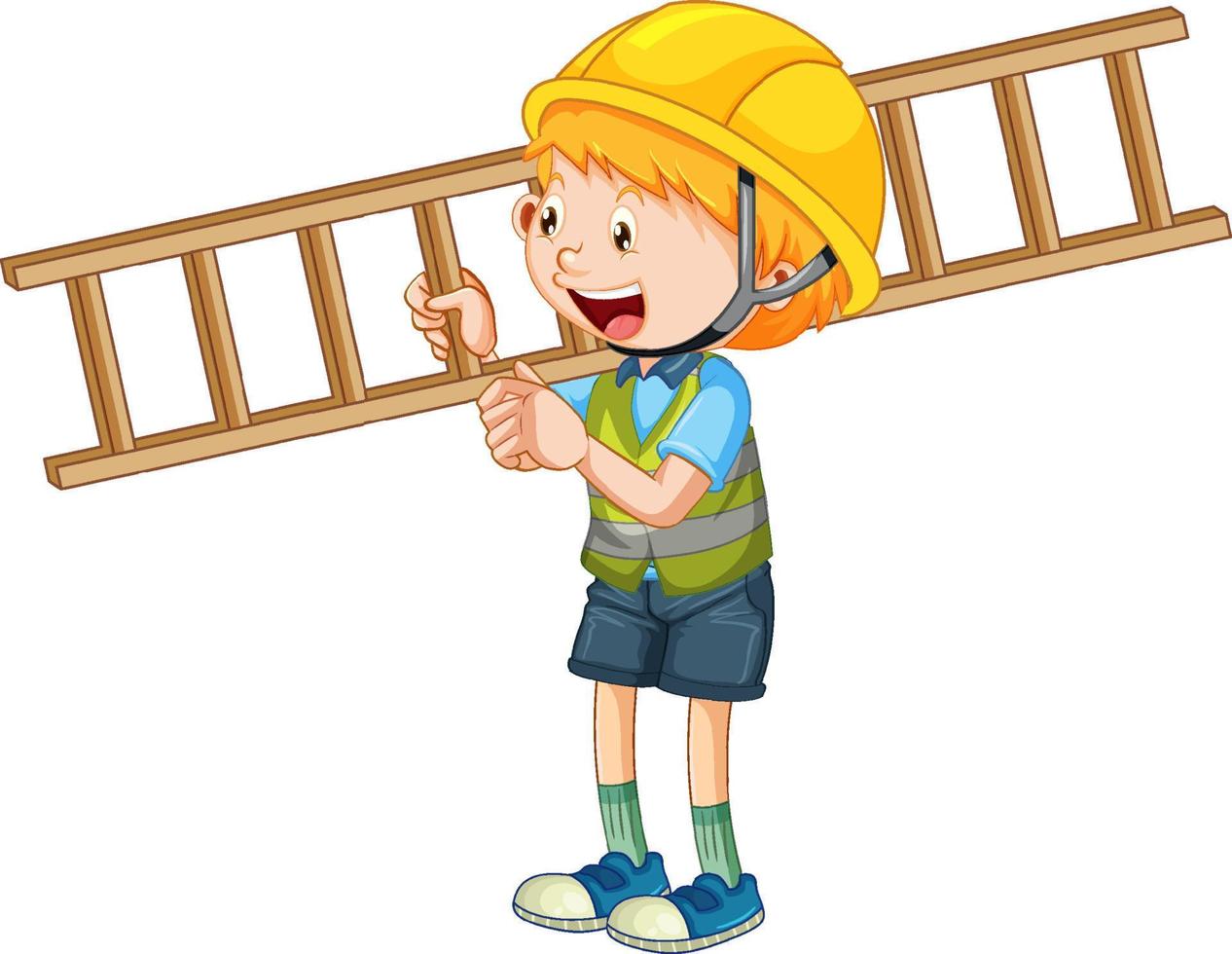 A boy wearing construction worker vector