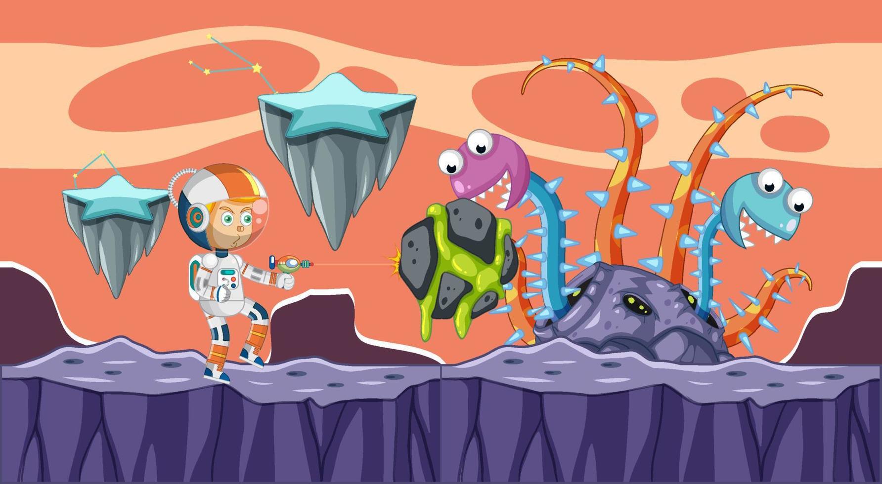 Scene with astronaut in space vector