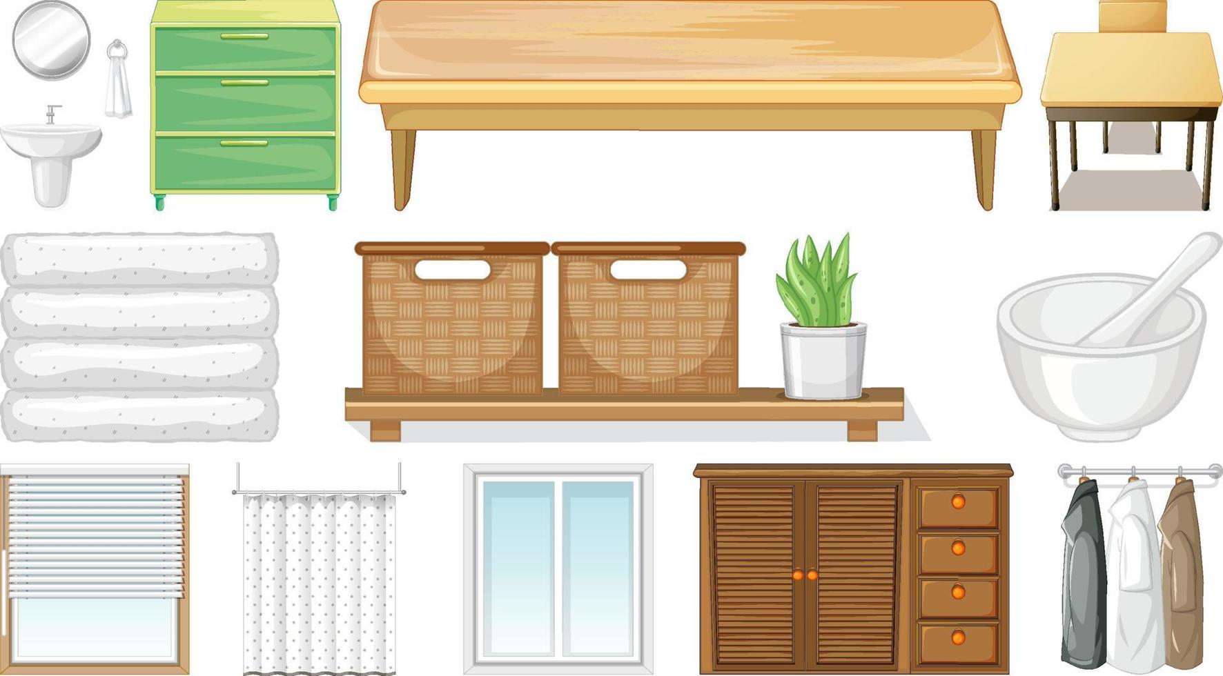 Furniture and household appliances on white background vector
