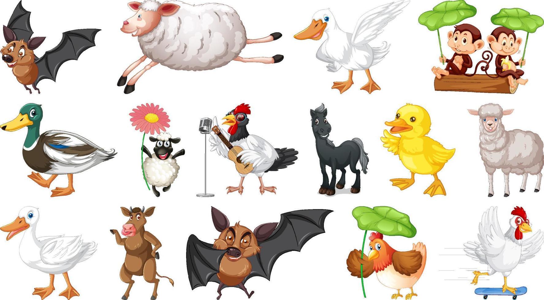 Wild animals on white background vector