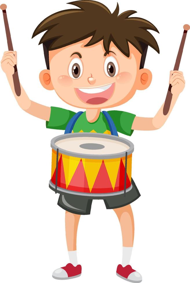 A kid with drum music instrument vector