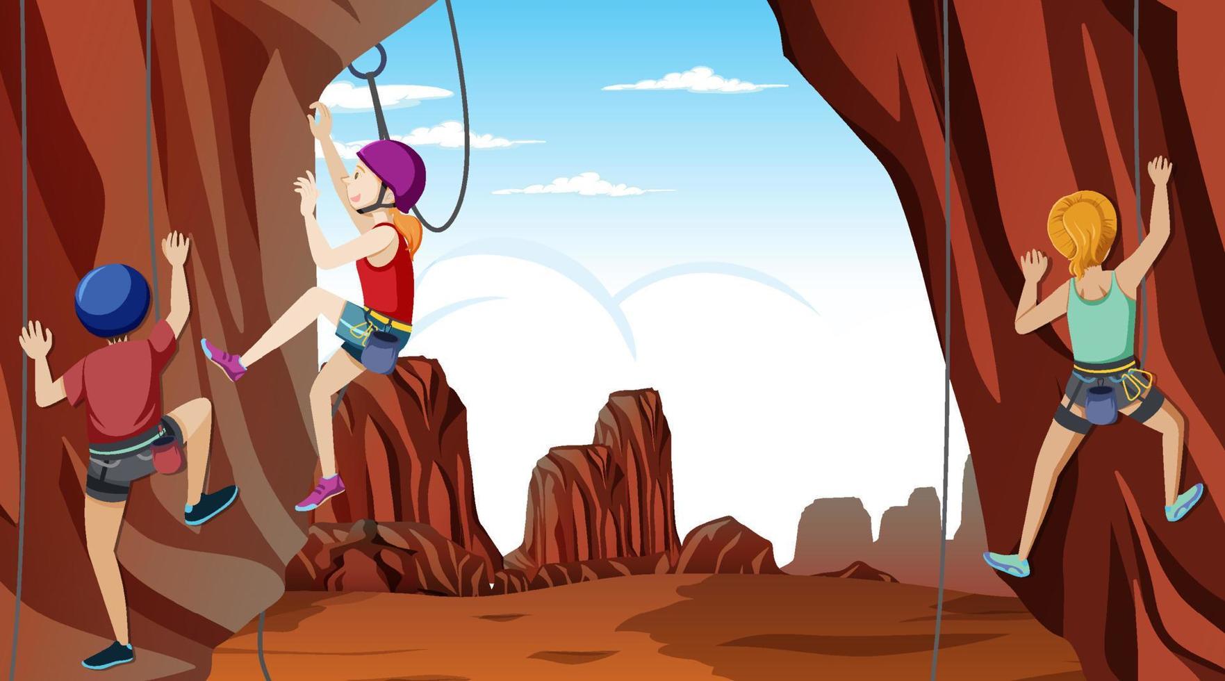 Outdoor rock climbing scene vector