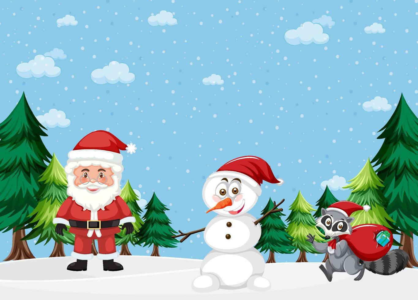 tema navideño con santa y muñeco de nieve vector