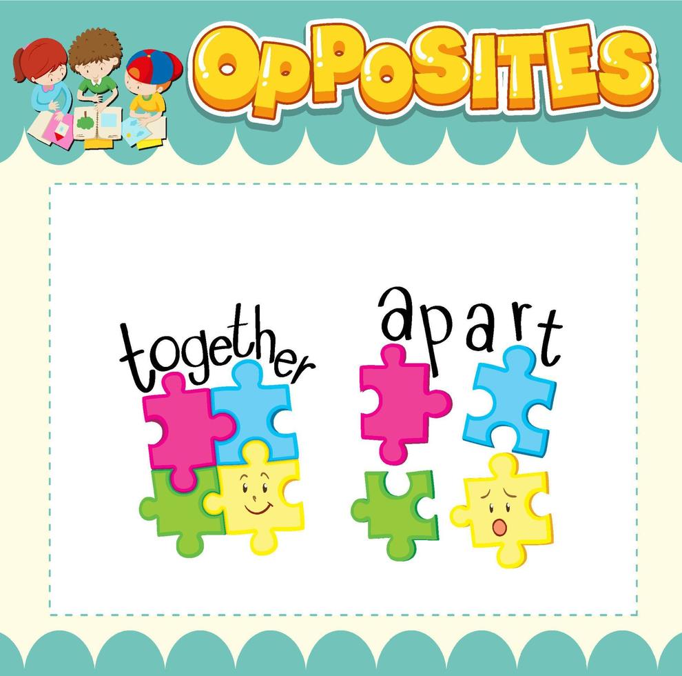 Education word card of English opposites word vector