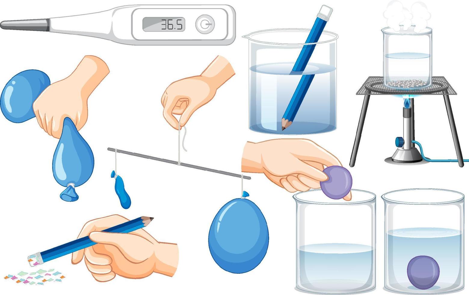 Science experiment objects with balloons vector