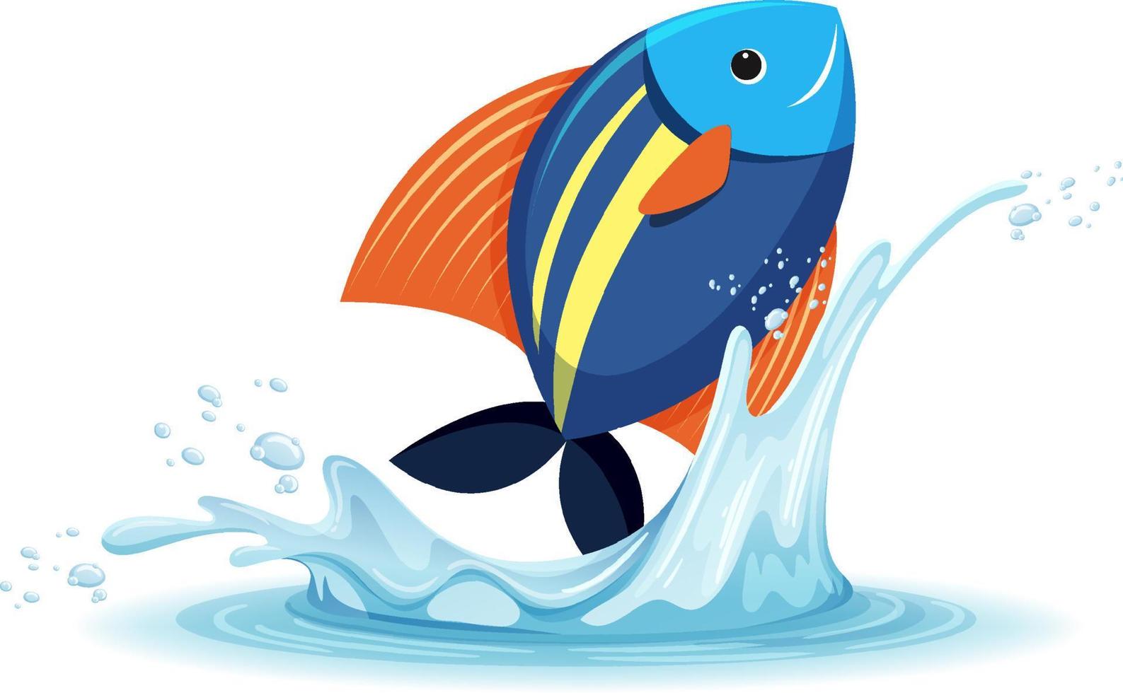 A water splash with fish on white background vector