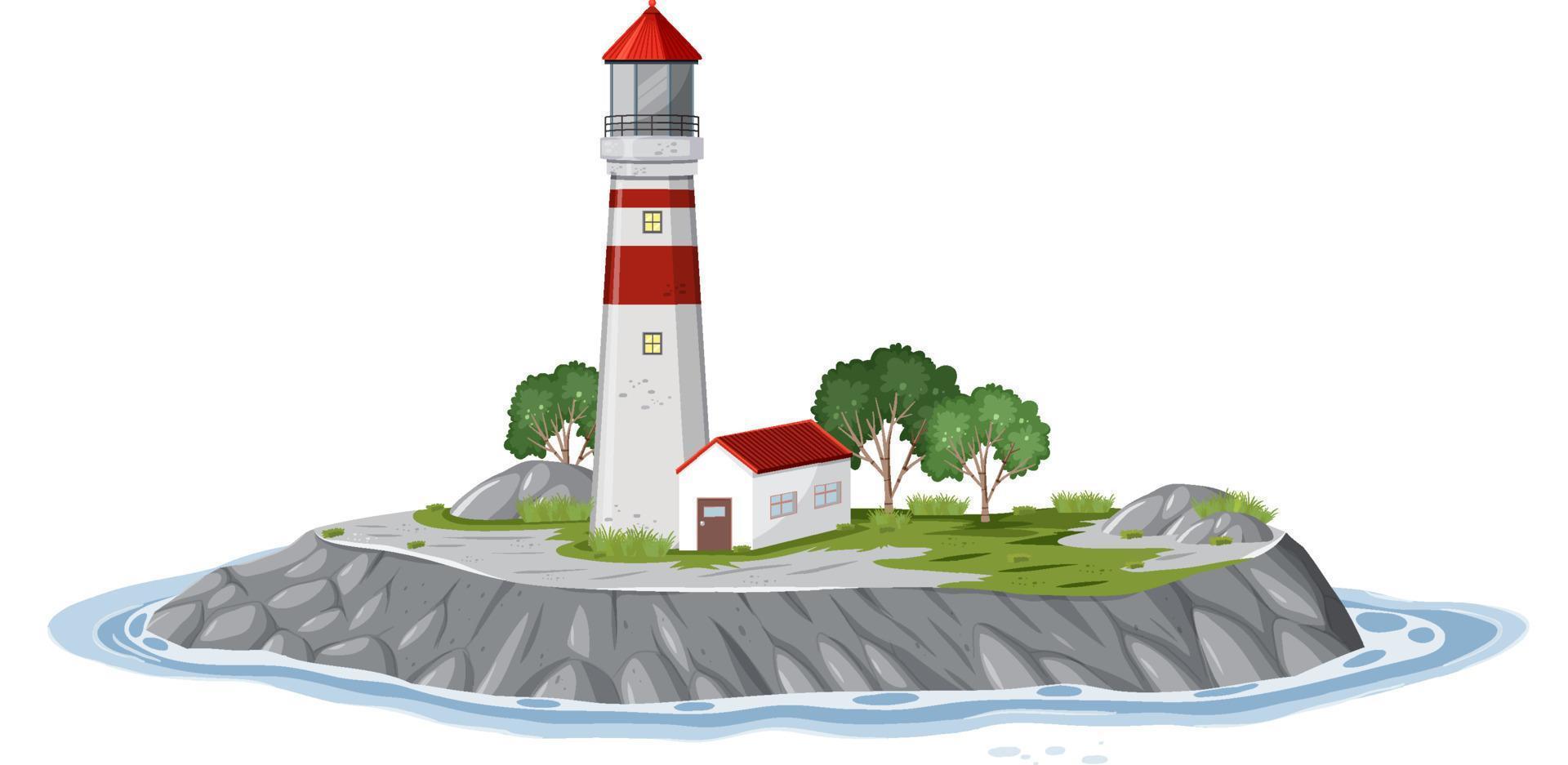 Isolated lighthouse on the island vector