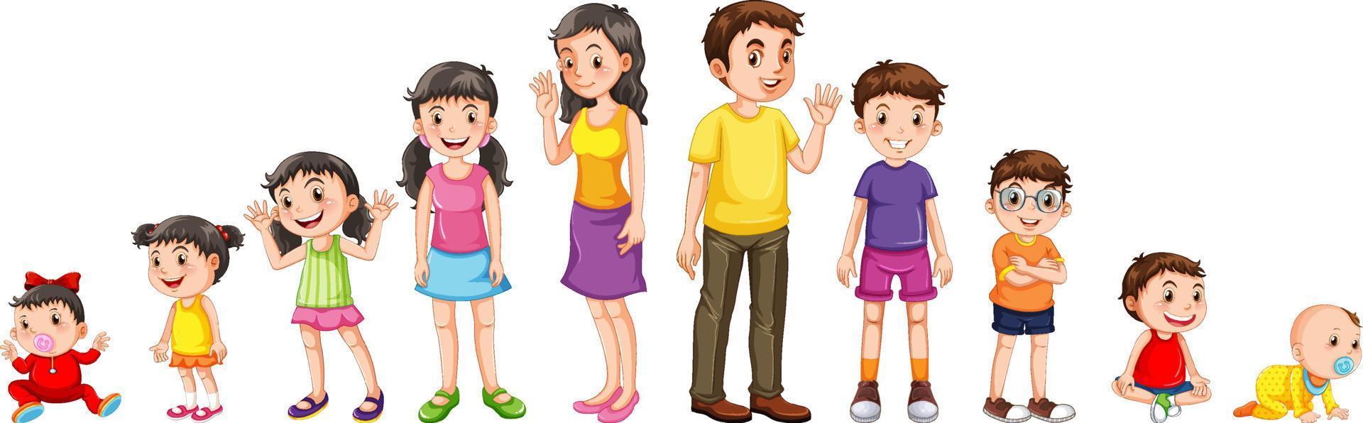 niños en diferentes etapas vector