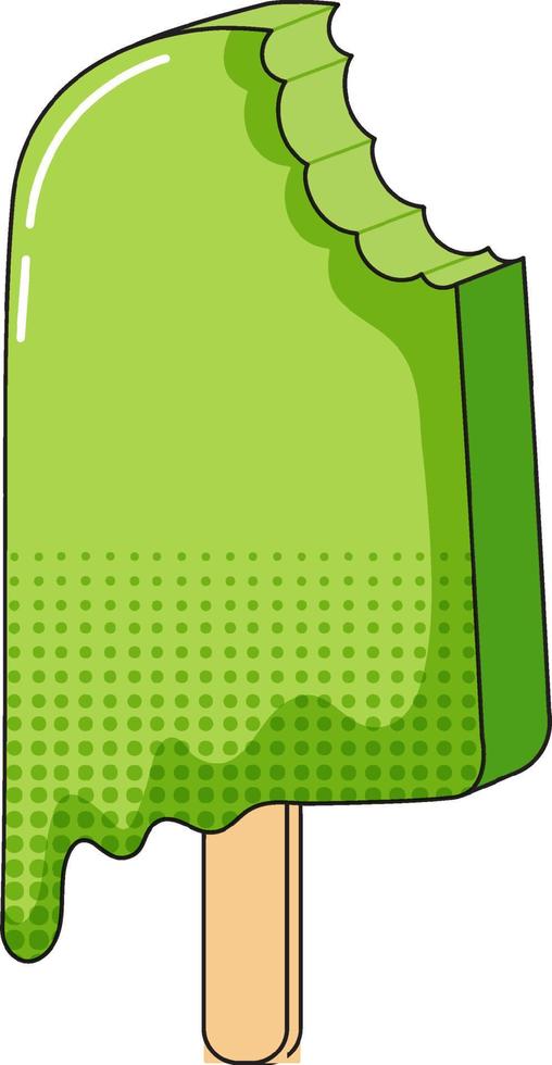 Green popsicle with bite mark vector