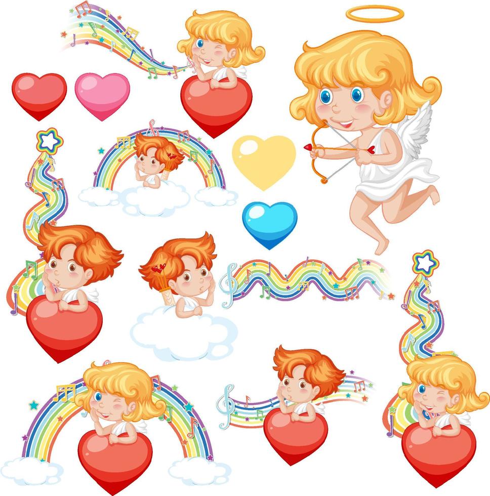 Valentine theme with cupid and hearts vector