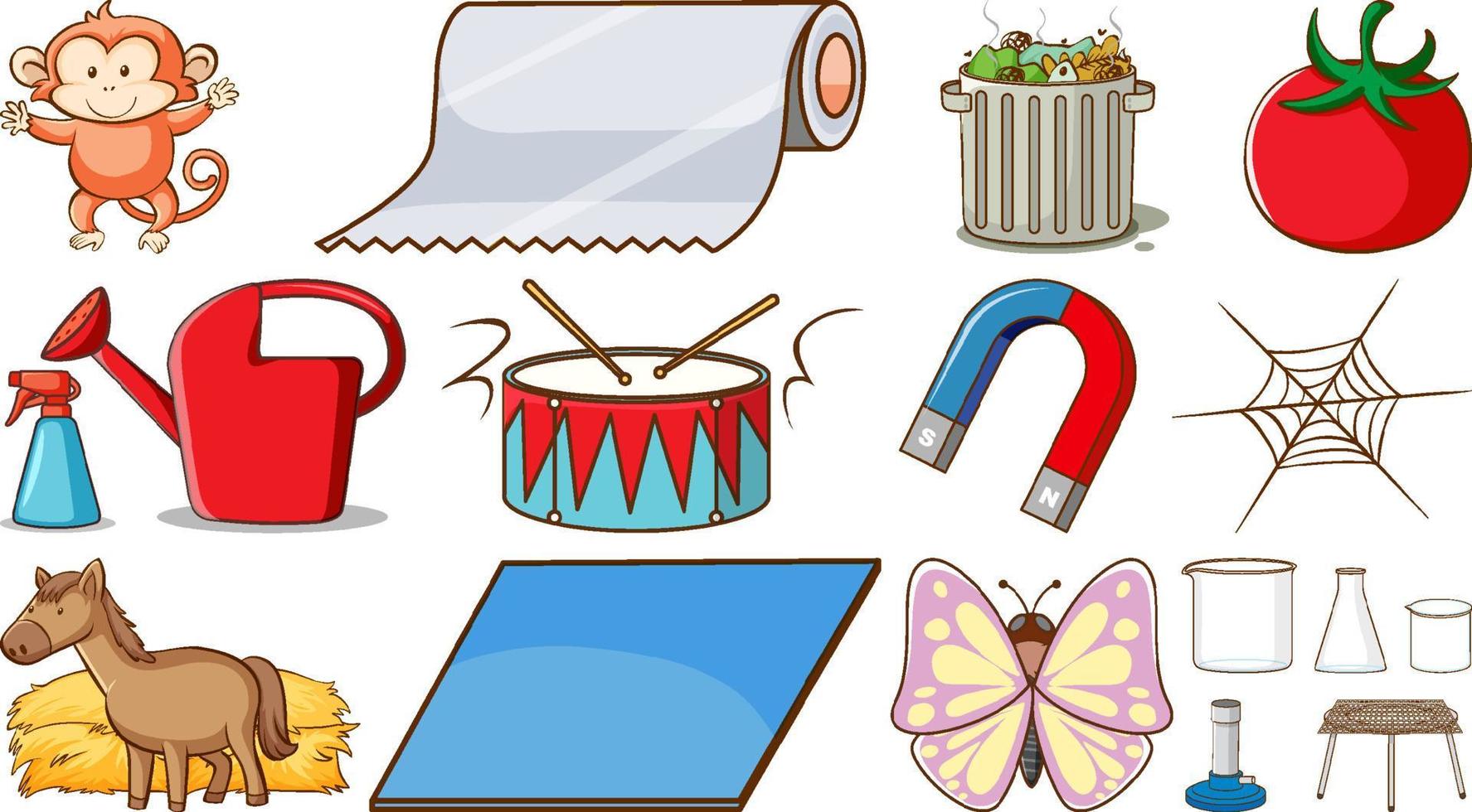 Mixed objects and animals vector