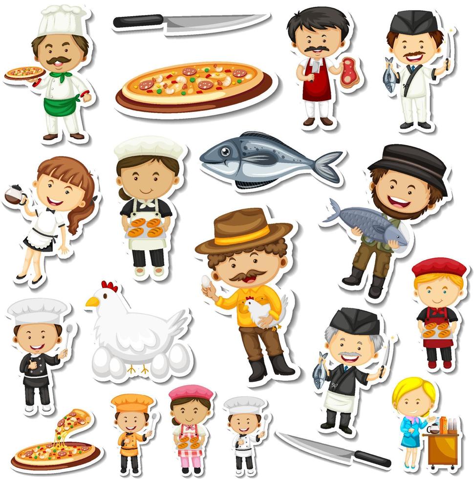Sticker set of different occupation vector