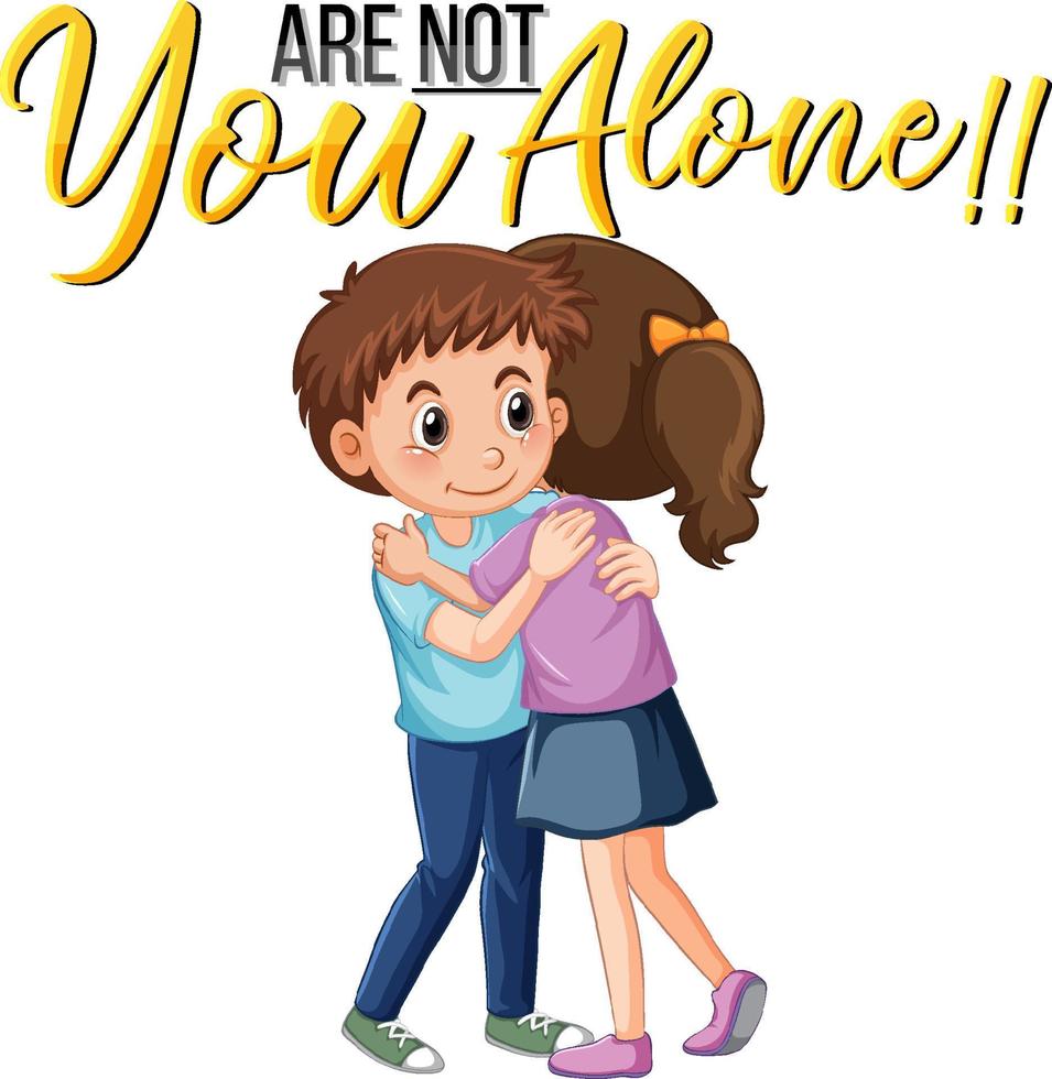 Poster with boy and girl hugging vector