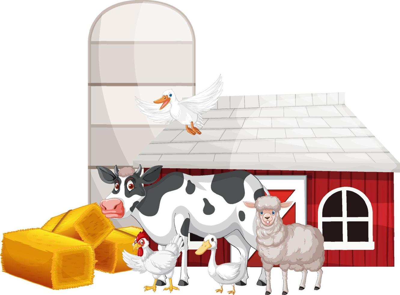 Farming theme with many animals vector