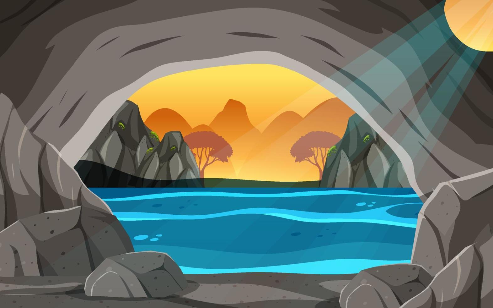 Inside cave landscape in cartoon style vector