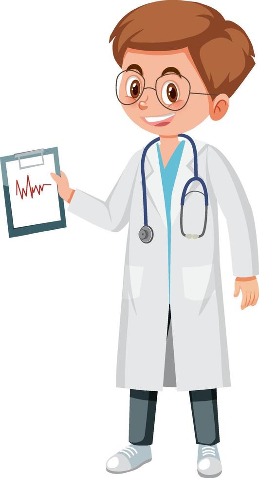 Male doctor holding file vector