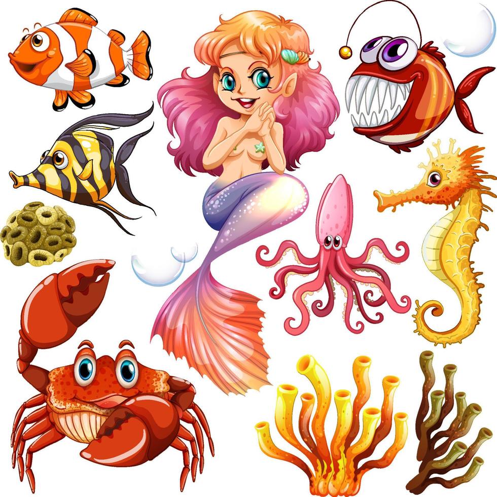 Different types of sea animals vector