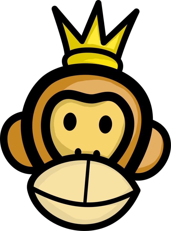 King of monkey face illustration and cartoon vector