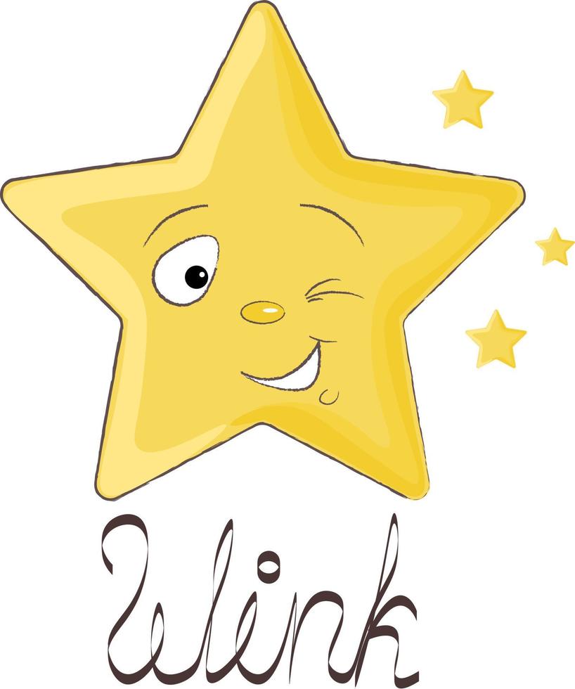 cute cartoon yellow winking star vector