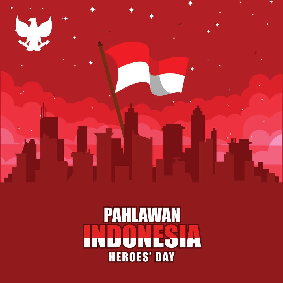 Vector Design Illustration of Indonesian State Fighter Hero's Day, Nation's Independence