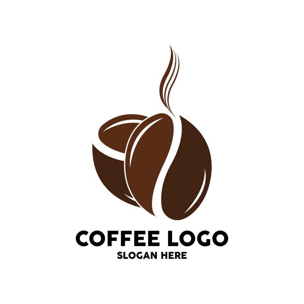 coffee bean drink logo design in brown color vector illustration