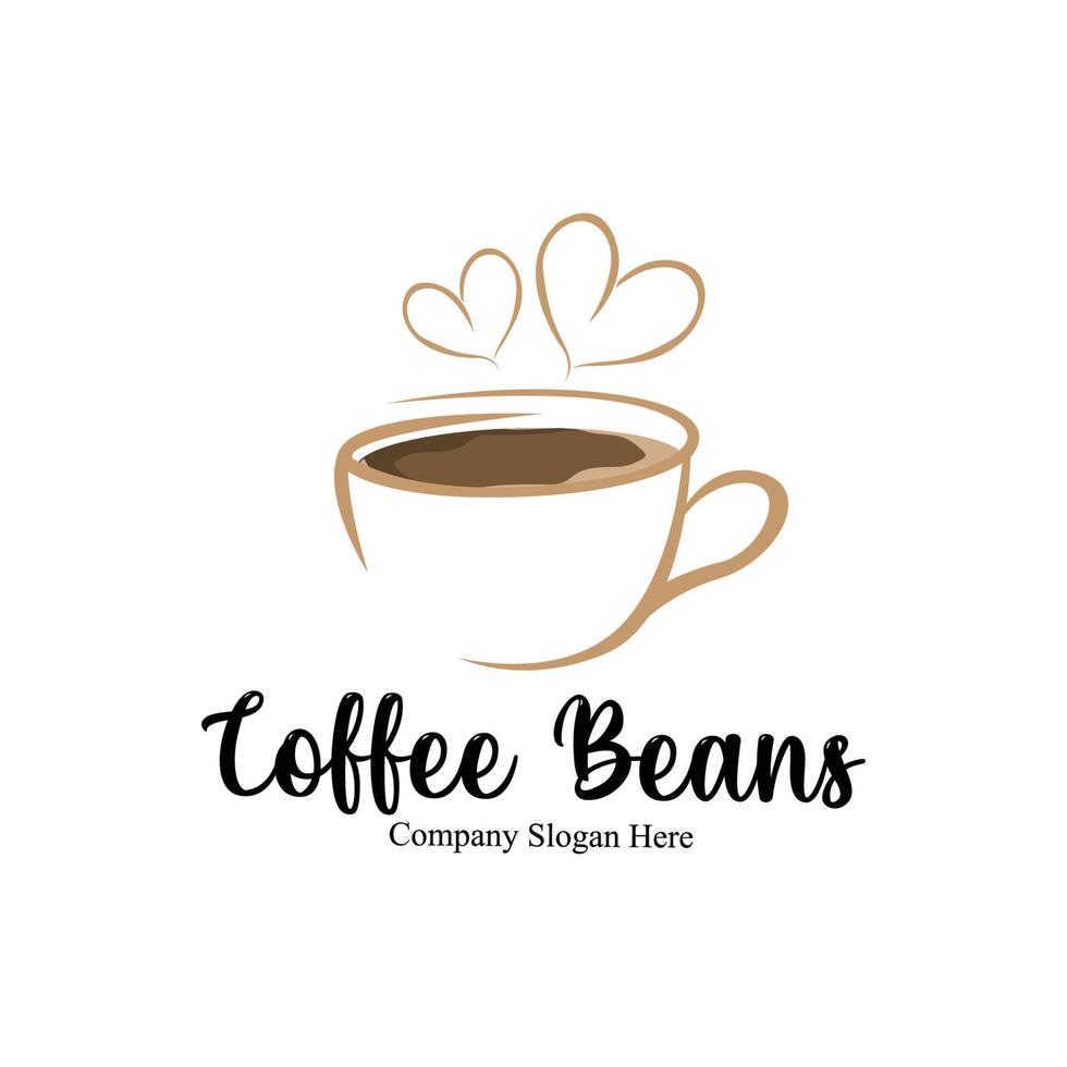 coffee bean drink logo design in brown color vector illustration