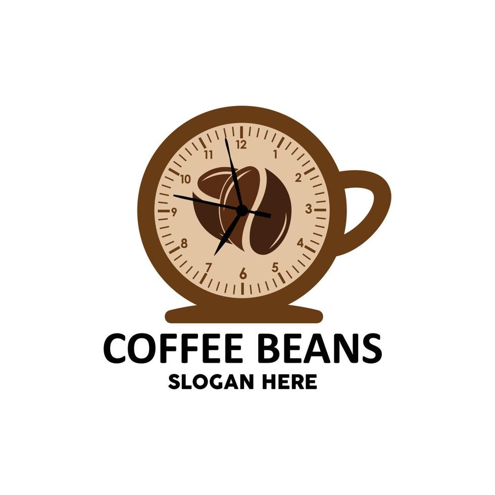 diseño de logotipo de bebida de grano de café en ilustración de vector de color marrón