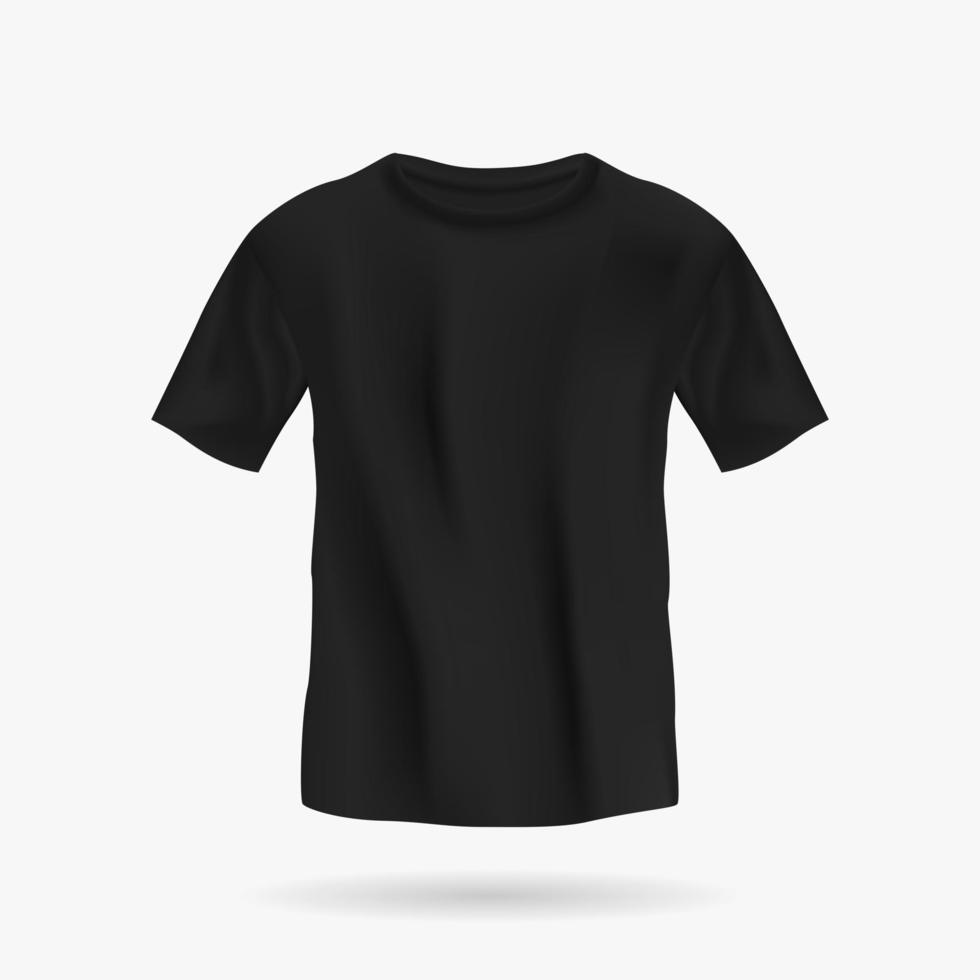 Black tshirt unisex mockup. Trendy lightweight clothing with pleats for sports and everyday life. Fashion design for men and vector women