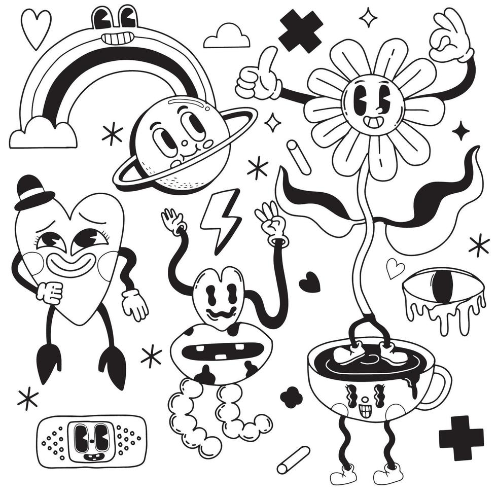 Hand drawn Abstract funny cute Comic characters.illustration vector