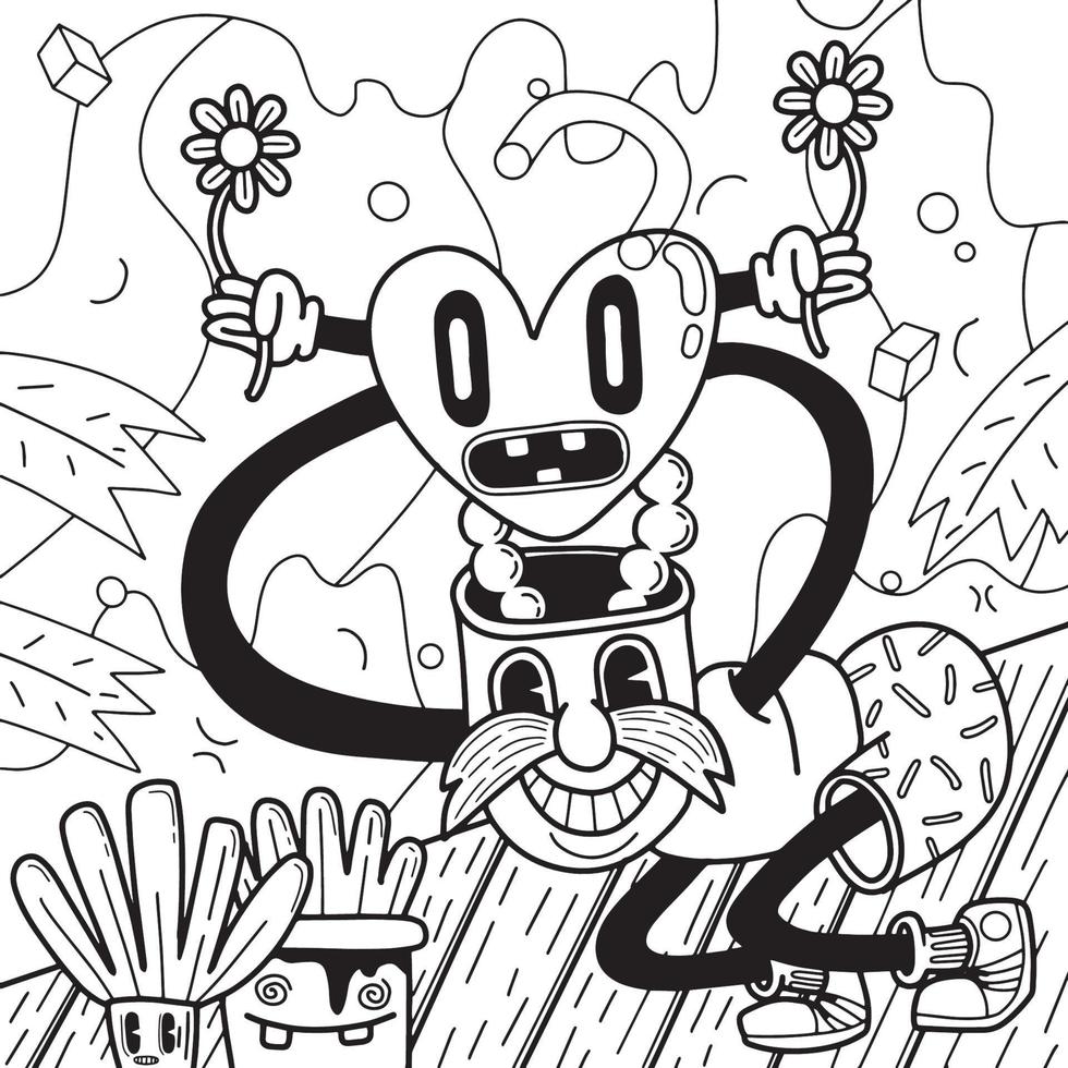 Hand drawn Abstract funny cute Comic characters.illustration for vector