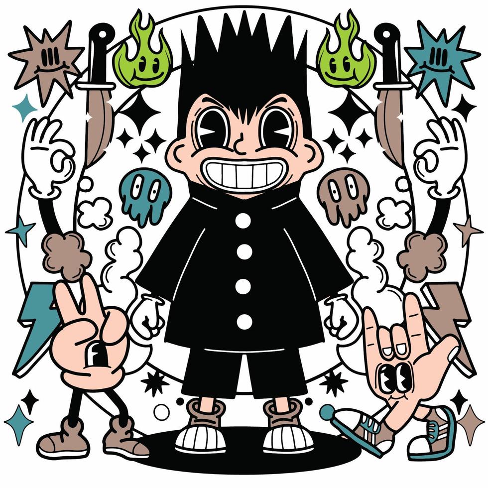 Hand drawn Abstract funny cute Comic characters.illustration for vector