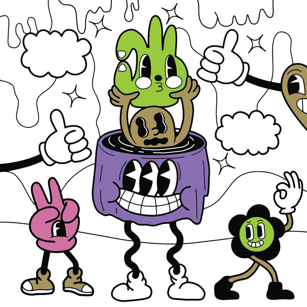 Hand drawn Abstract funny cute Comic characters.illustration for vector