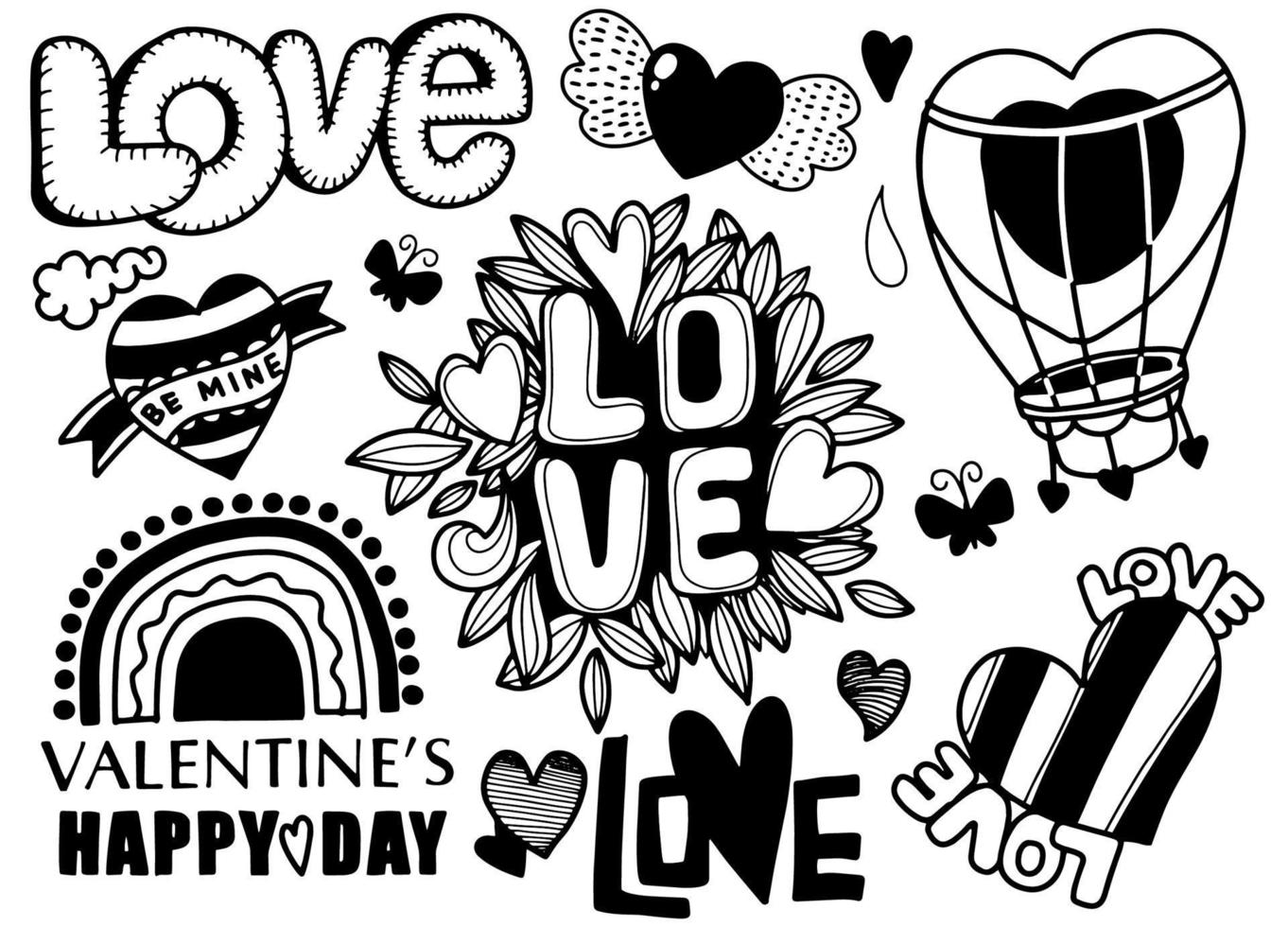 Love doodles background vector