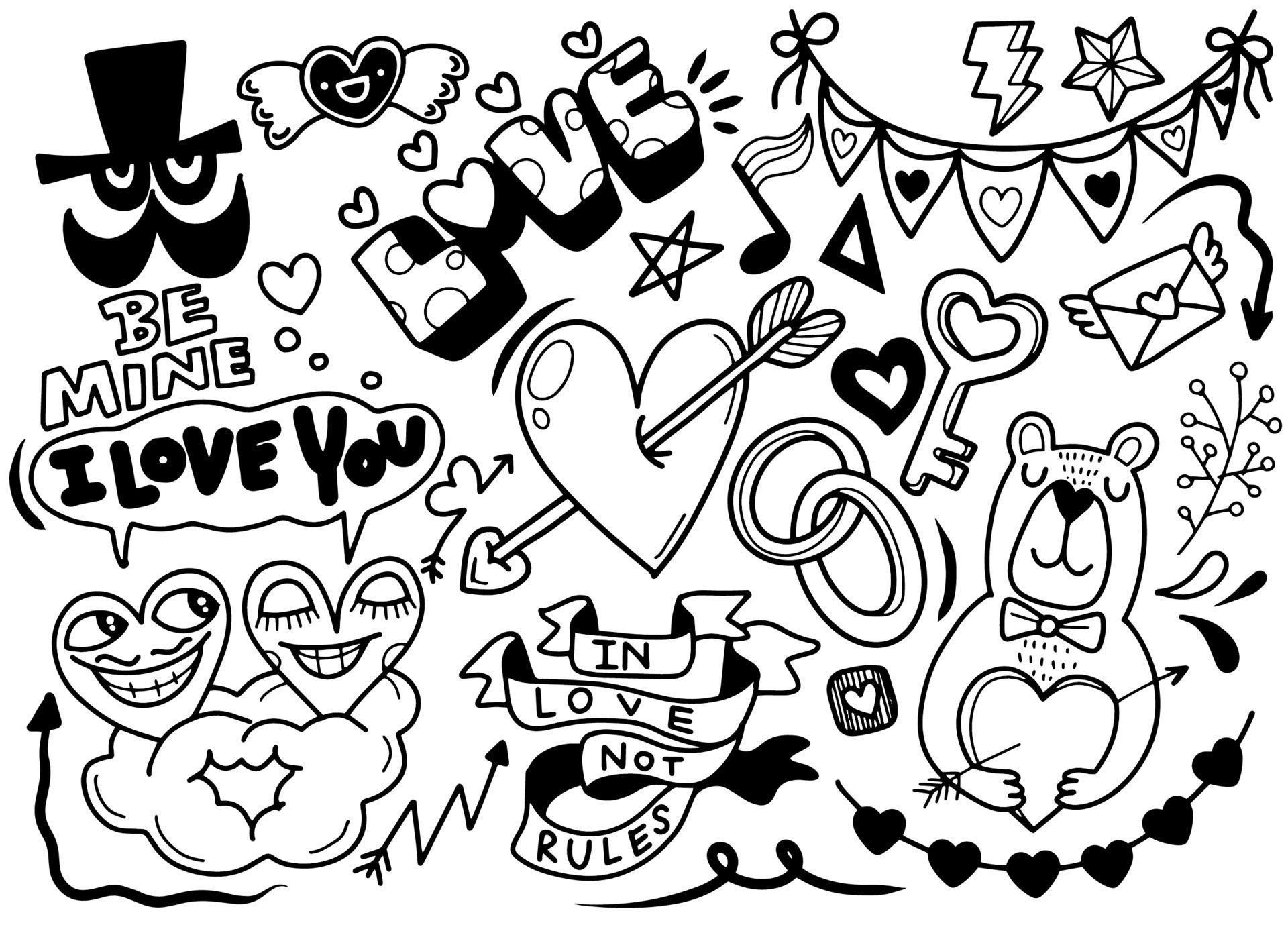 Love doodles background 19850749 Vector Art at Vecteezy