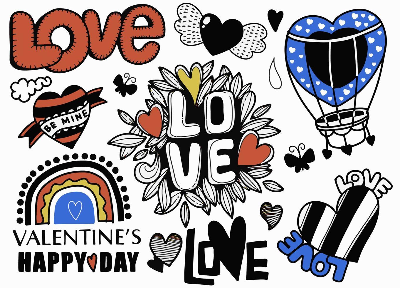 Love doodles background vector