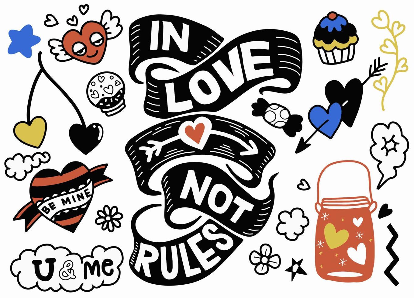 in love not rule,Love doodles background vector