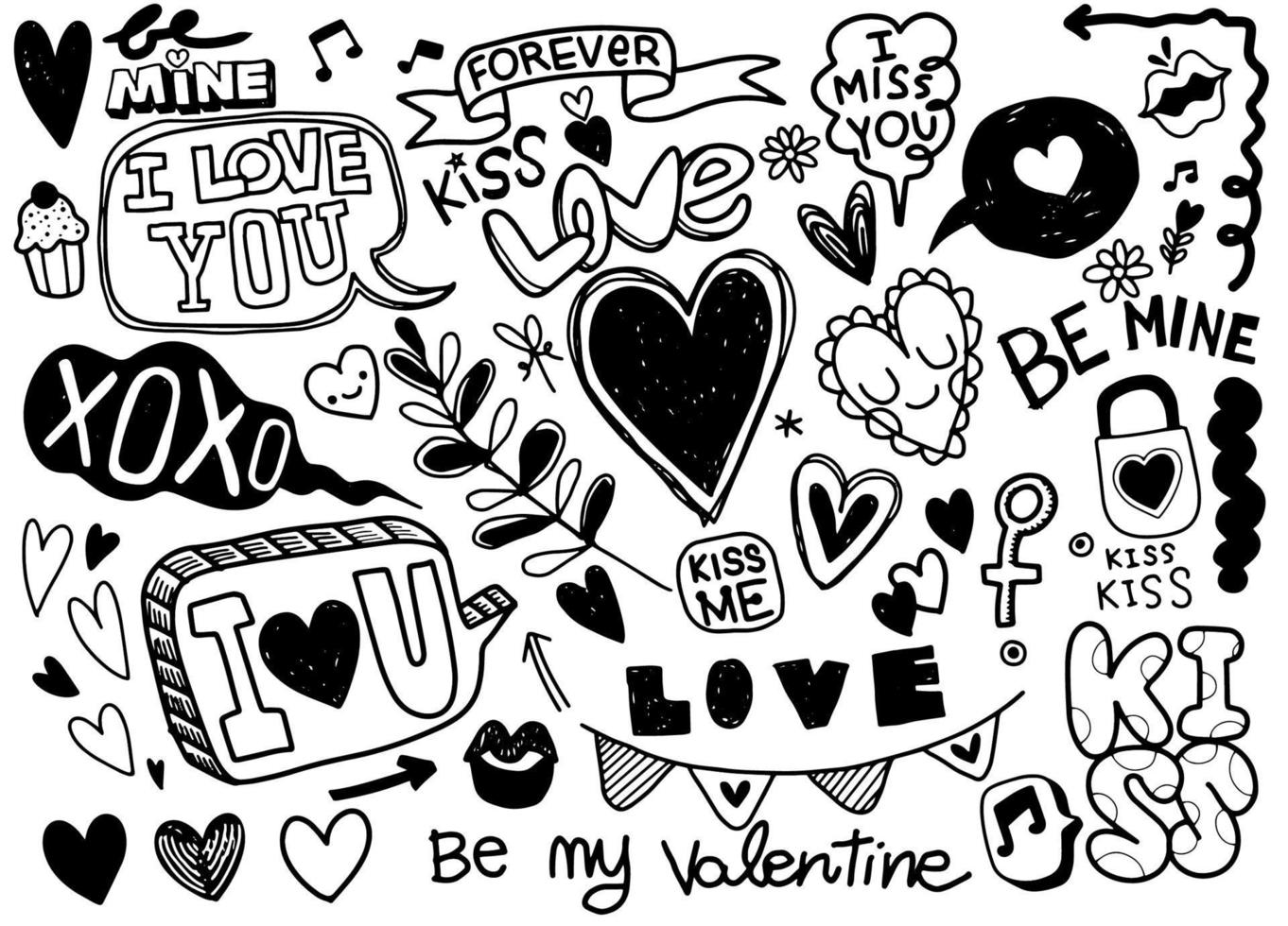 Love doodles background vector