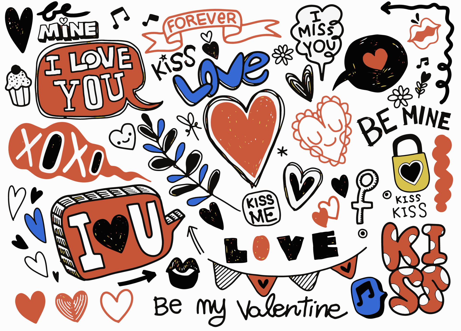 Love doodles background 19850769 Vector Art at Vecteezy