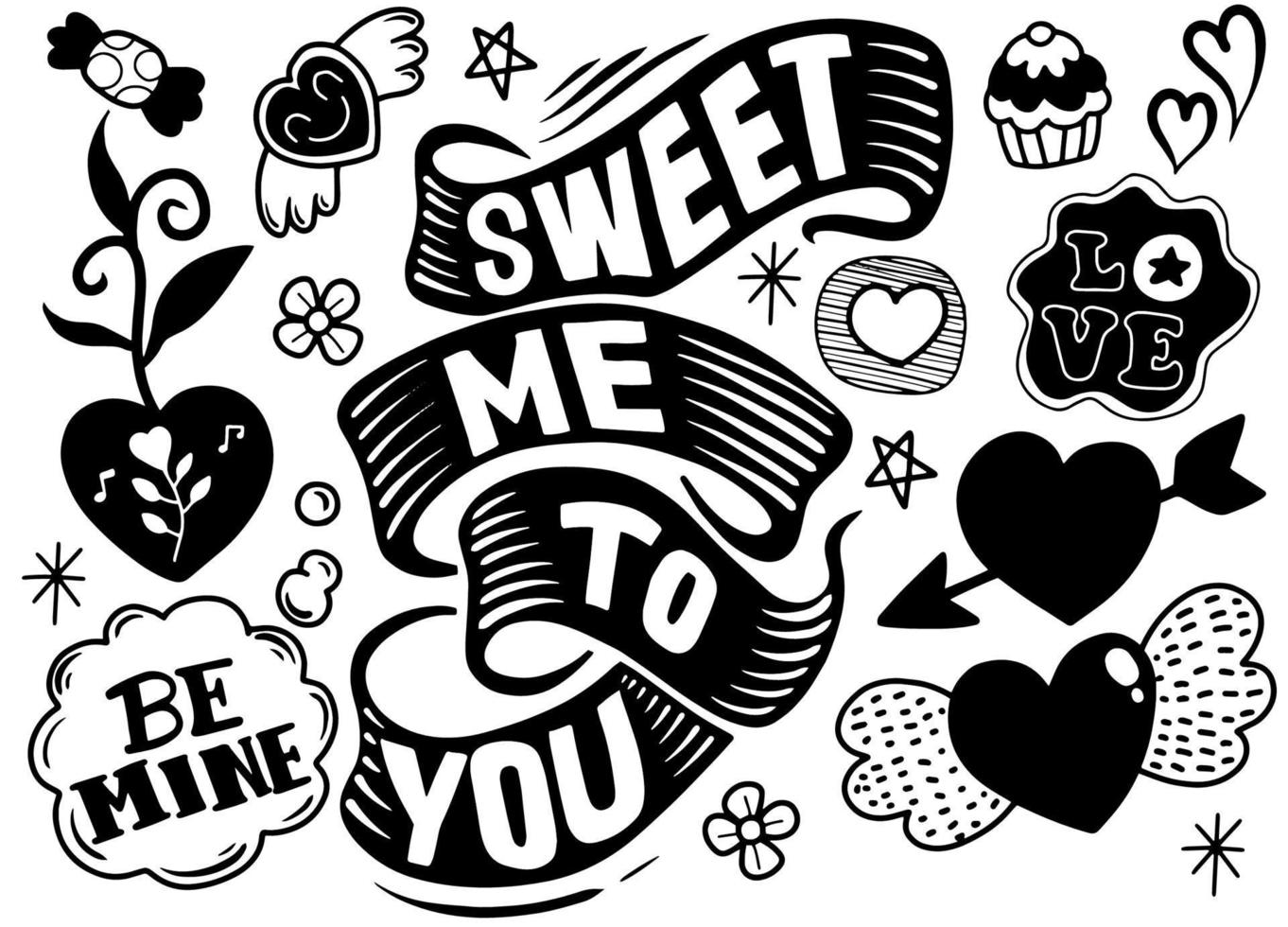 sweet me to you ,Love doodles background vector
