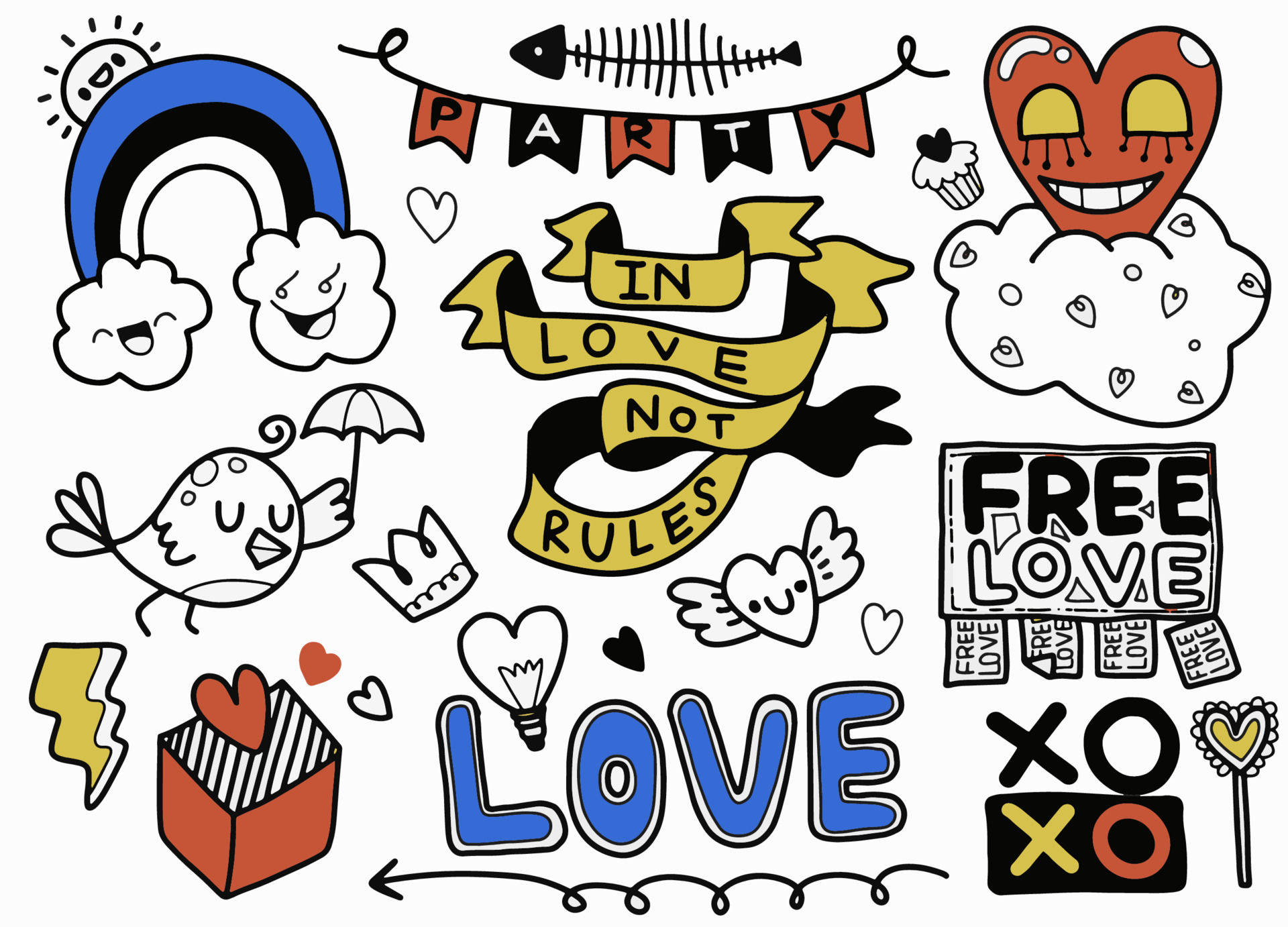 Love doodles background 19850784 Vector Art at Vecteezy