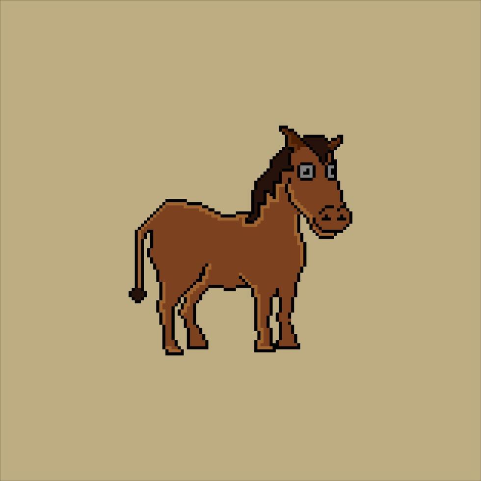 Donkey vector illustration with pixel art.